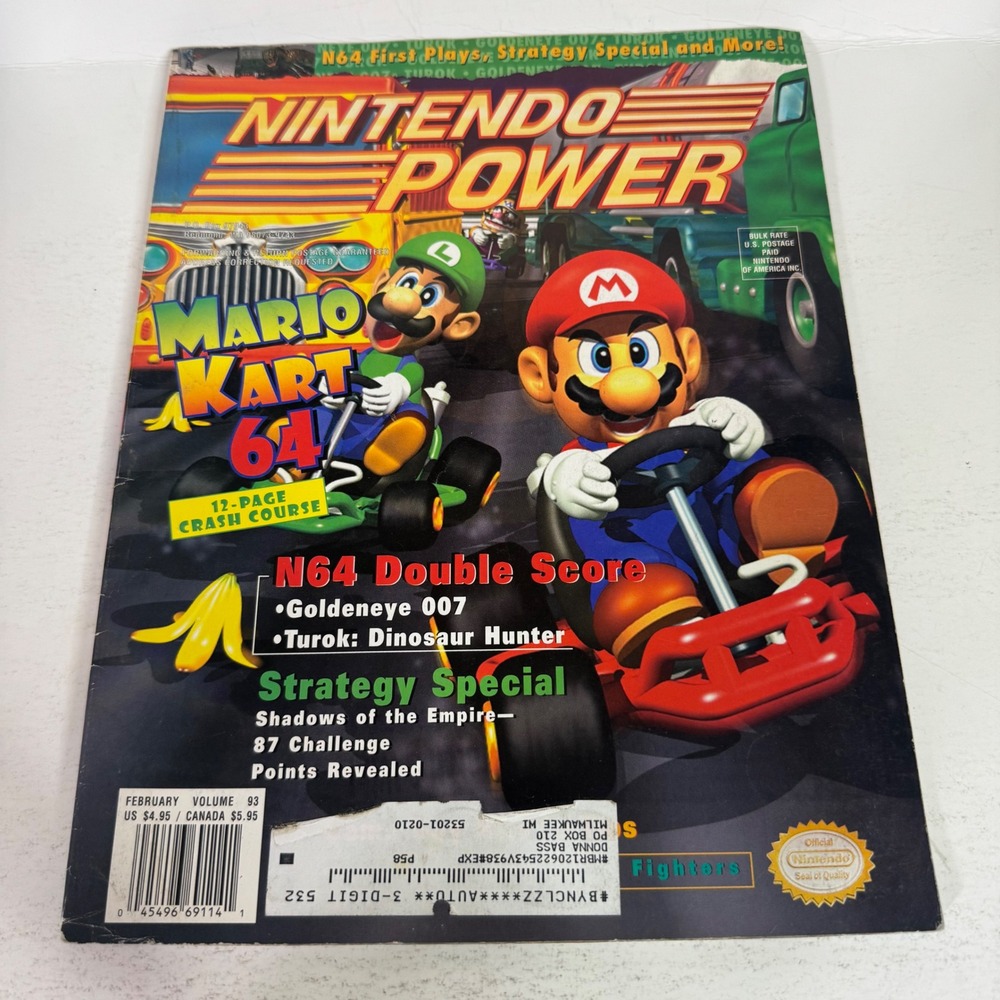 Nintendo Power Magazine Volume 93 Feb 1997 Mario Kart 64 Goldeneye 007 Poster